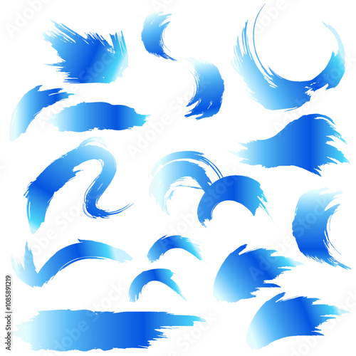 筆で描いた勢いのある海・波しぶき・流水のイラスト素材　ベクター