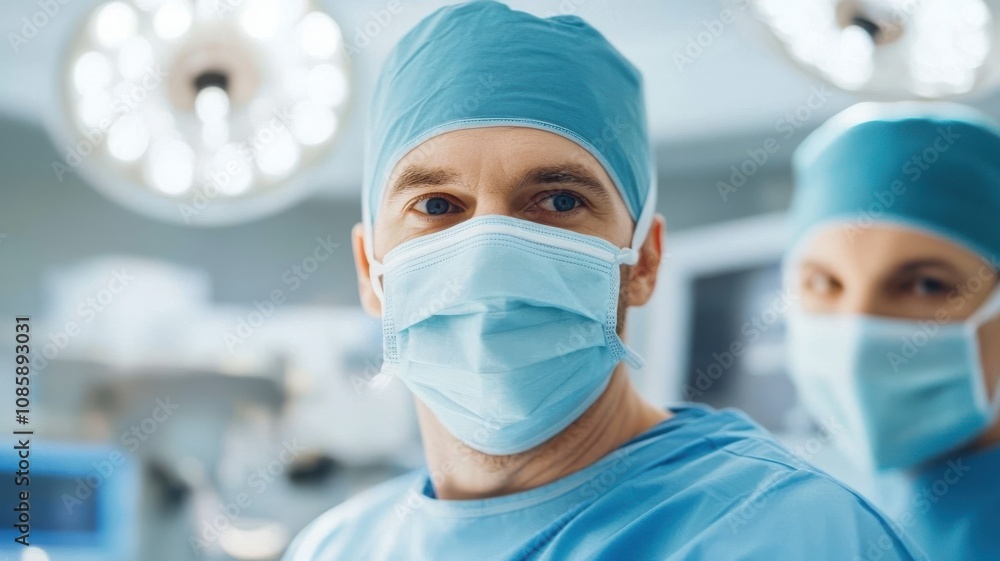 Surgeons in masks ready for a medical procedure. Surgeons in masks ready for a medical procedure.