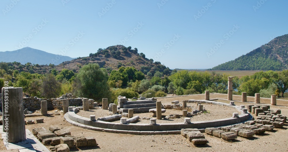 The ruins of ancient agora remain in Kaunos, Turke