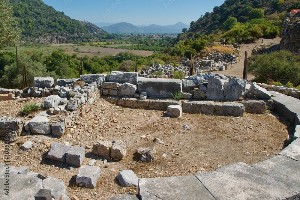 The ruins of ancient agora remain in Kaunos, Turke