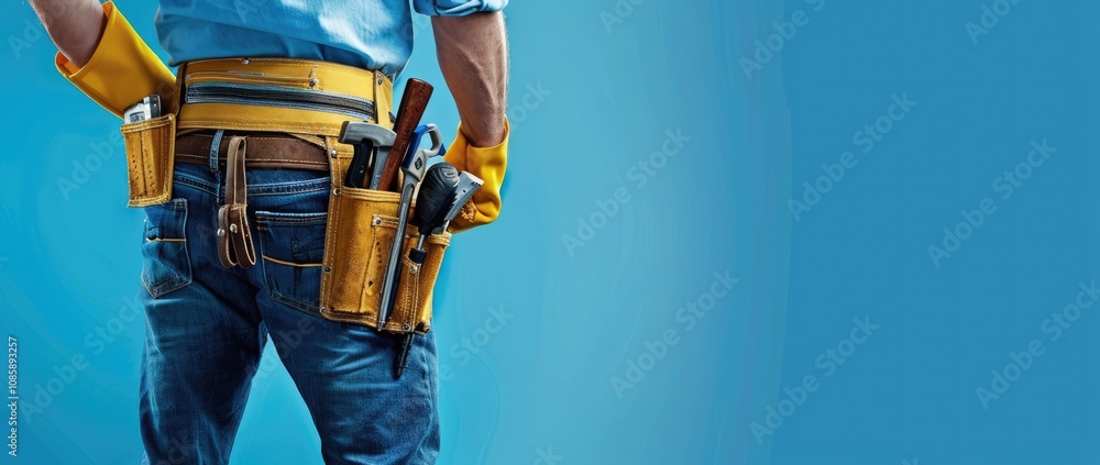 Close-up of a Construction Worker's Tool Belt Close-up of a Construction Worker's Tool Belt