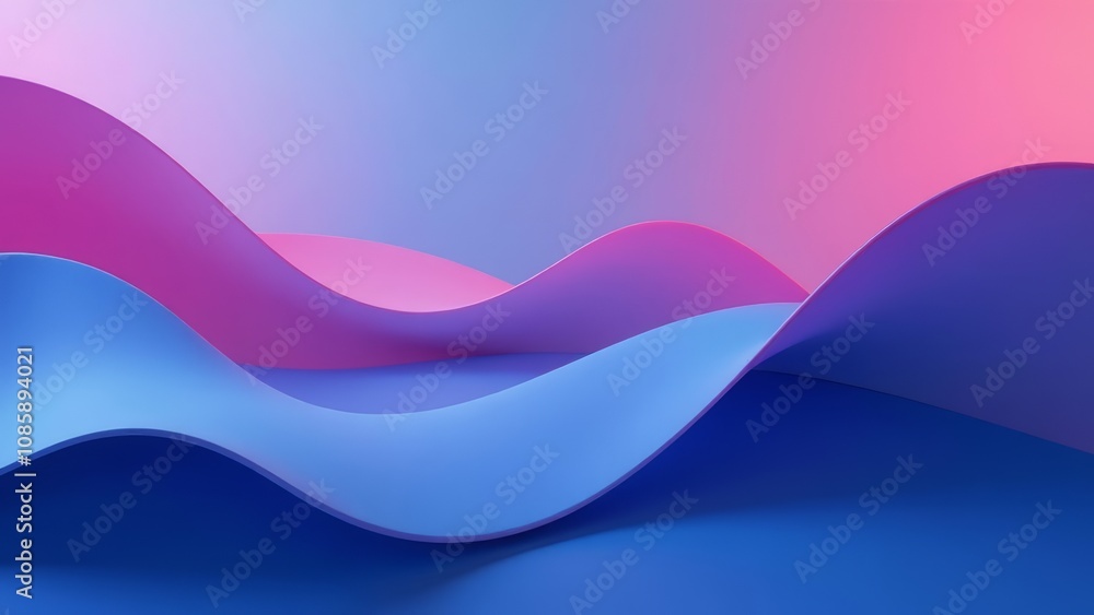 Fototapeta premium Abstract wave patterns in vibrant blue and pink gradient
