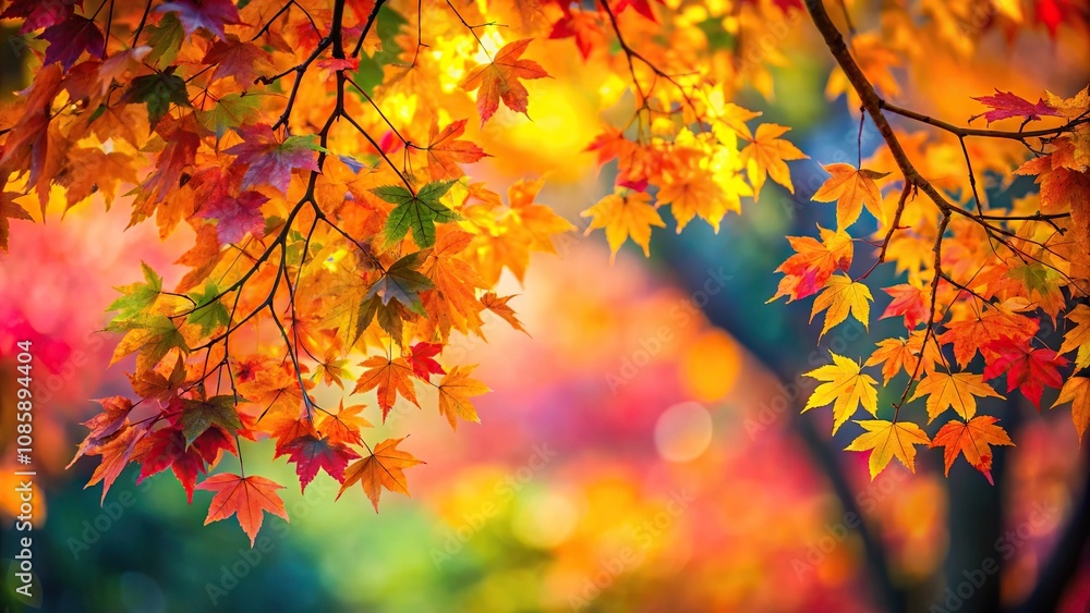 Colorful autumn tree with leaves in close-up view Colorful autumn tree with leaves in close-up view