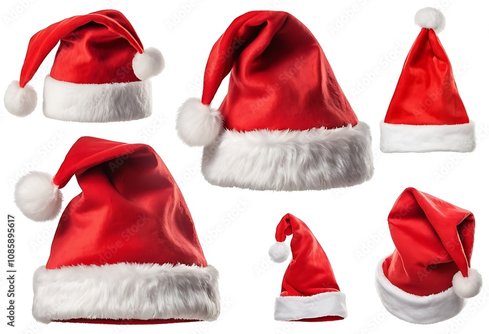 Collection of Santa's red hat isolated on white background Collection of Santa's red hat isolated on white background