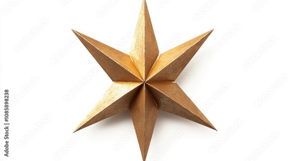 A Christmas star, tree topper, sleek modern design, metallic gold texture, isolated on white background A Christmas star, tree topper, sleek modern design, metallic gold texture, isolated on white background