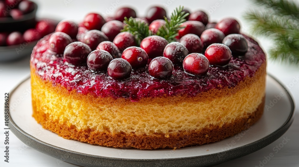 A cranberry cake with bright red berries, perfect for delighting dessert lovers at celebrations A cranberry cake with bright red berries, perfect for delighting dessert lovers at celebrations