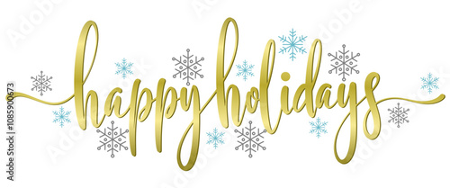 Happy holidays lettering script calligraphy vector eps photo