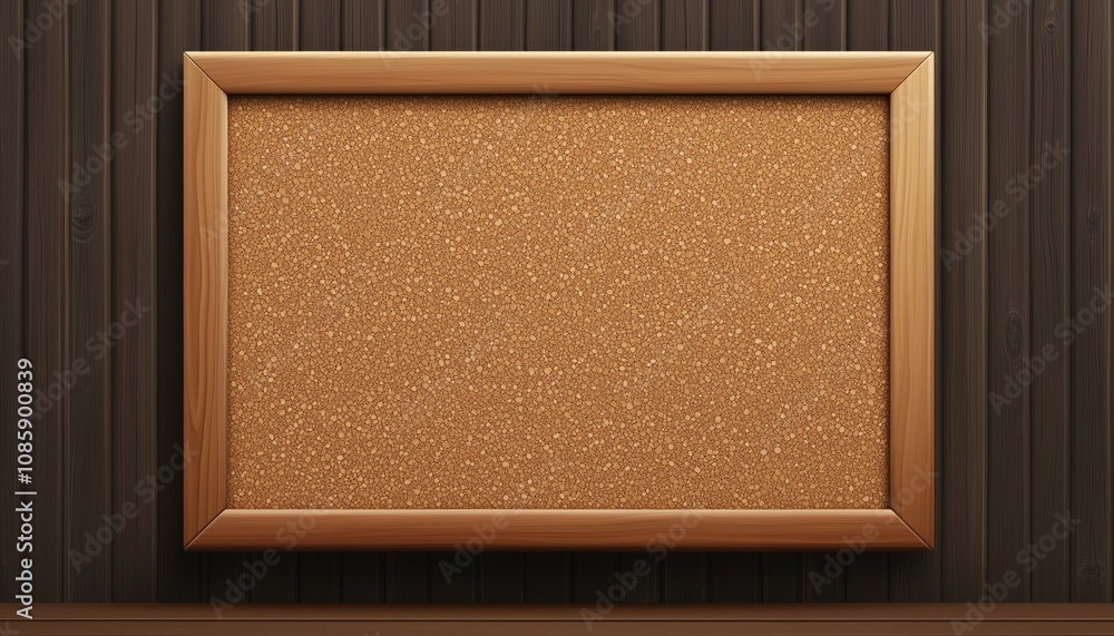 Fototapeta premium 3d Cork Board With Wood Frame: Empty Png Wall Corkboard With Brown Texture For School Or Office Use. Transparent Business Noticeboard.