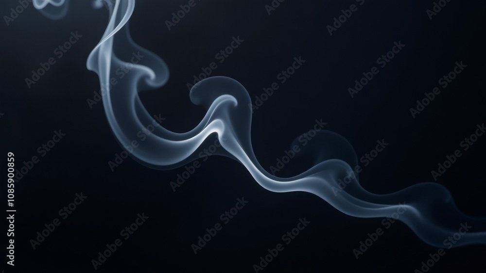 Ethereal swirls of white smoke on dark background Ethereal swirls of white smoke on dark background