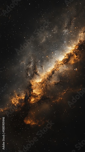 Wallpaper Mural Golden nebula and stars in deep outer space.

 Torontodigital.ca