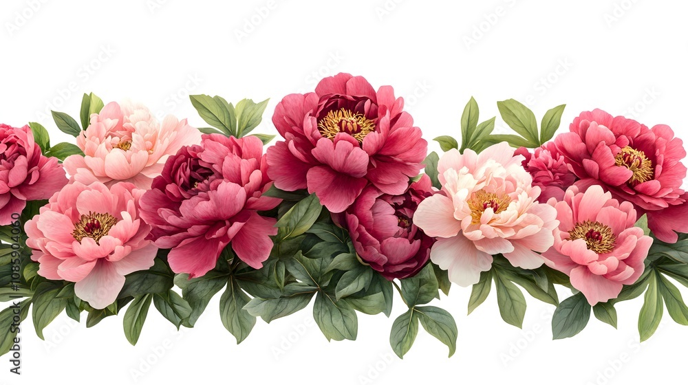 Abundant floral display of pink and red peonies for elegant spring decoration, floral designs, celebrating the beauty of nature Abundant floral display of pink and red peonies for elegant spring decoration, floral designs, celebrating the beauty of nature