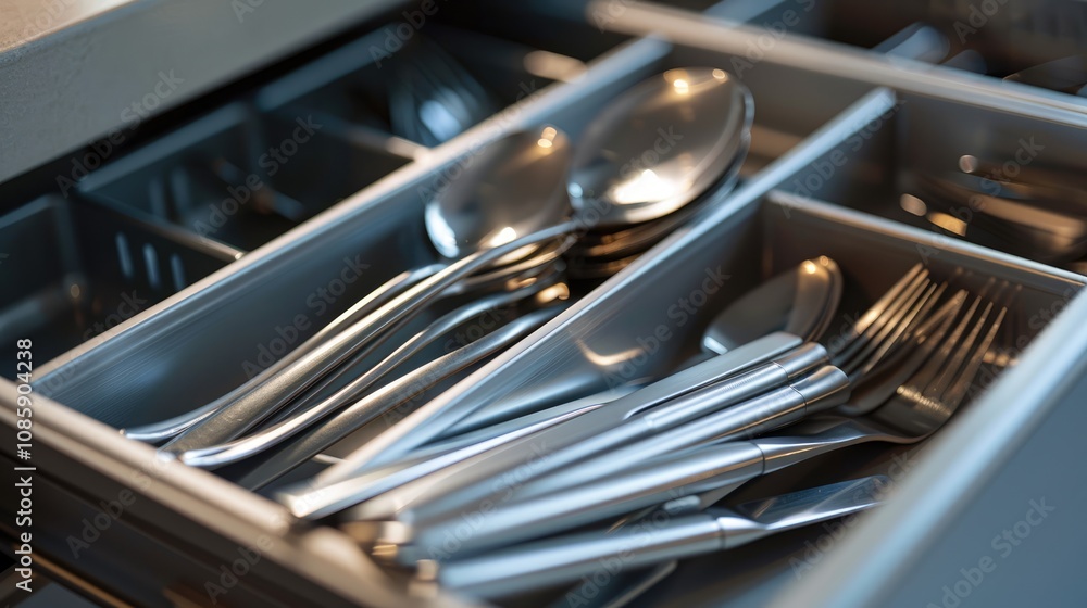 Close-up View of Silverware in a Kitchen Drawer Close-up View of Silverware in a Kitchen Drawer