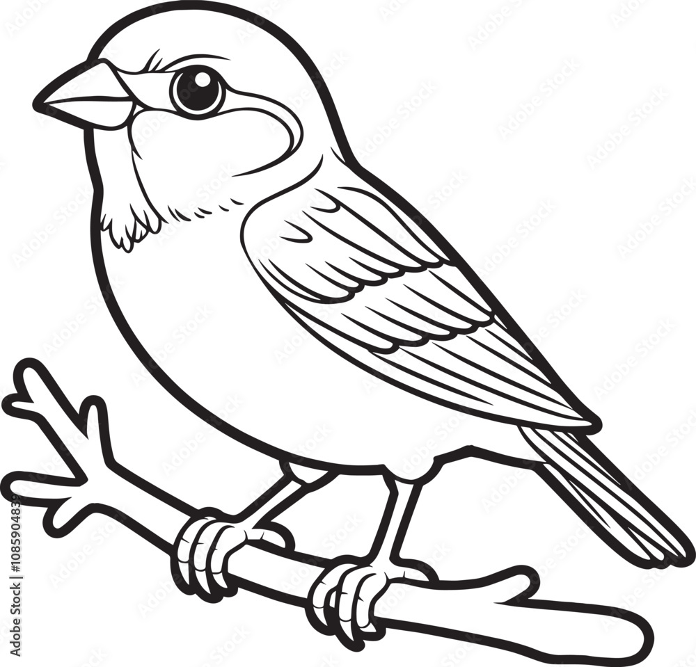 Obraz premium A Sparrow line art vector illustration color book letter for S