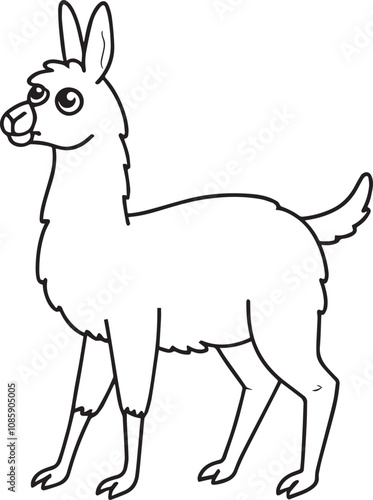A Vicuna line art vector illustration color book letter for V