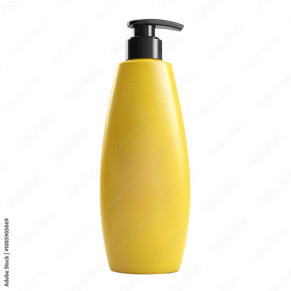 Blank yellow plastic beauty product mockup isolated on transparent background Blank yellow plastic beauty product mockup isolated on transparent background