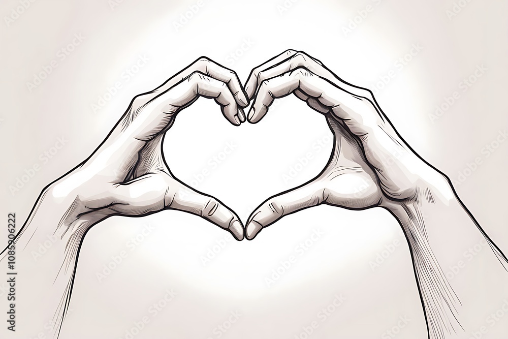 Fototapeta premium Hands making a heart drawn by hand