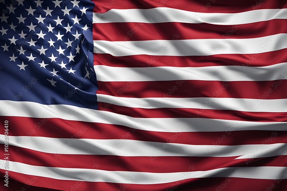 Fototapeta premium American flag on plain background