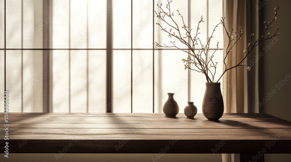 Minimalist Table with Flowers in a Vase Minimalist Table with Flowers in a Vase