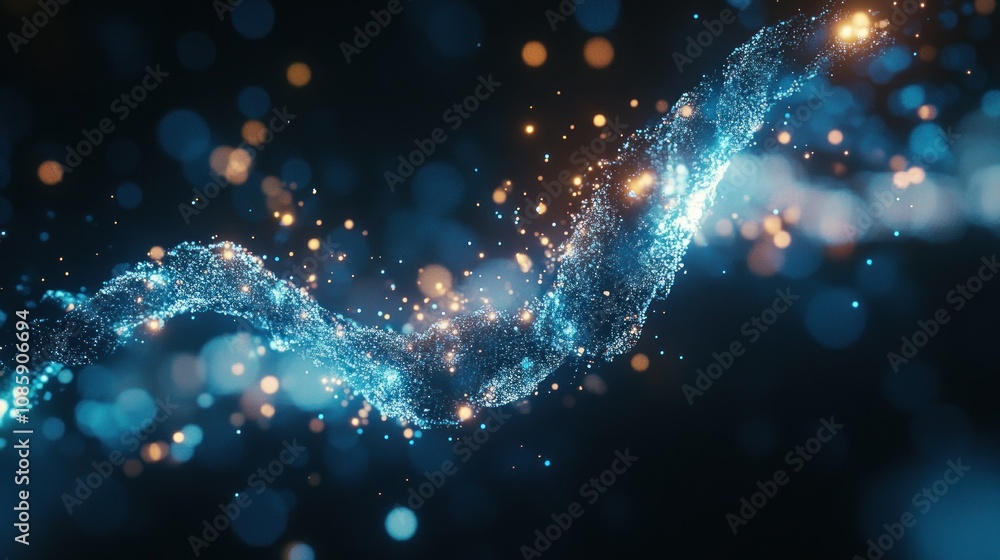 Abstract Blue Energy Flow With Sparkling Lights Abstract Blue Energy Flow With Sparkling Lights