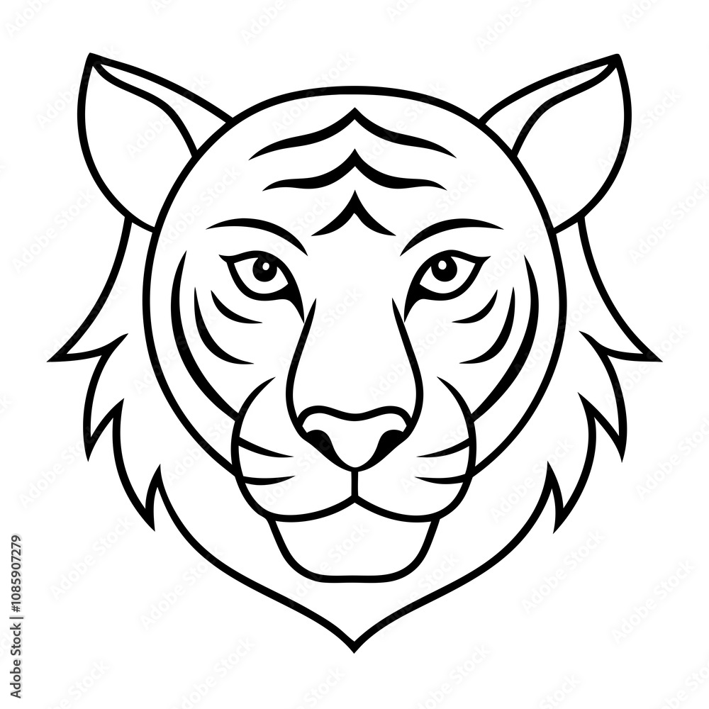 Tiger Head Line Art Vector Illustration, tiger head logo illustration for design Tiger Head Line Art Vector Illustration, tiger head logo illustration for design