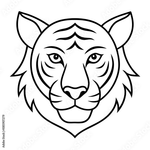 Tiger Head Line Art Vector Illustration, tiger head logo illustration for design photo