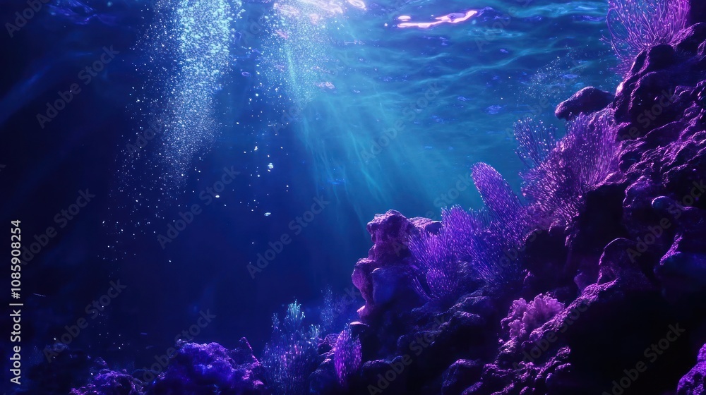 Obraz premium Underwater Coral Reef with Sunbeams