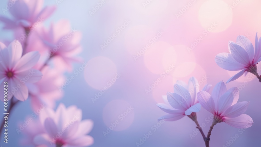 Obraz premium Serene pastel blossoms against a dreamy bokeh background