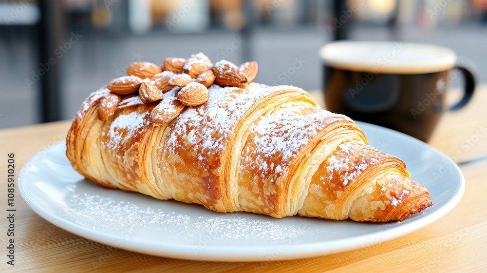 Almond Croissant with Powdered Sugar Almond Croissant with Powdered Sugar