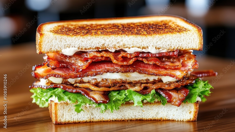 Crispy BLT Sandwich with Bacon and Fresh Lettuce Crispy BLT Sandwich with Bacon and Fresh Lettuce