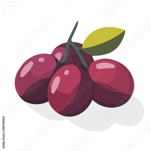 A simple flat 2D icon of jujube isolated on the background, vector design, ideal for animation, UI/UX design, mobile apps, web design, digital illustrations, flat 2D