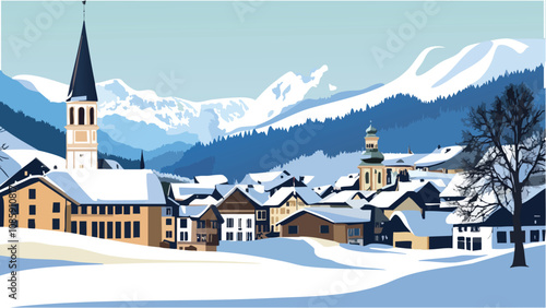 A Snowy Day in Kitzbuhel, Austria.eps