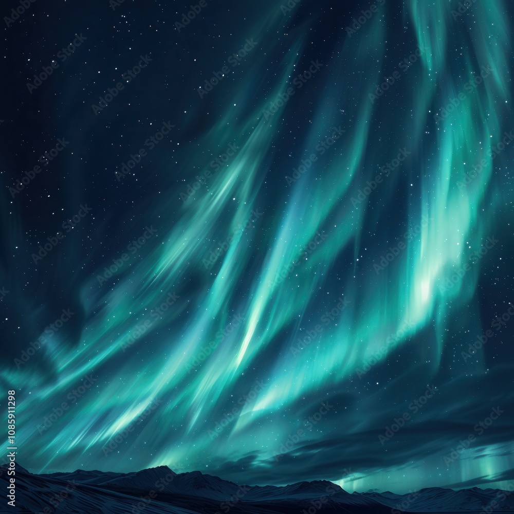 a beautiful display of the Northern Lights, or Aurora Borealis, in the night sky. The lights are predominantly green with hints of blue, creating sweeping, wavy patterns across the sky a beautiful display of the Northern Lights, or Aurora Borealis, in the night sky. The lights are predominantly green with hints of blue, creating sweeping, wavy patterns across the sky