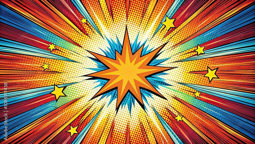 Fototapeta premium Colorful explosive comic book background