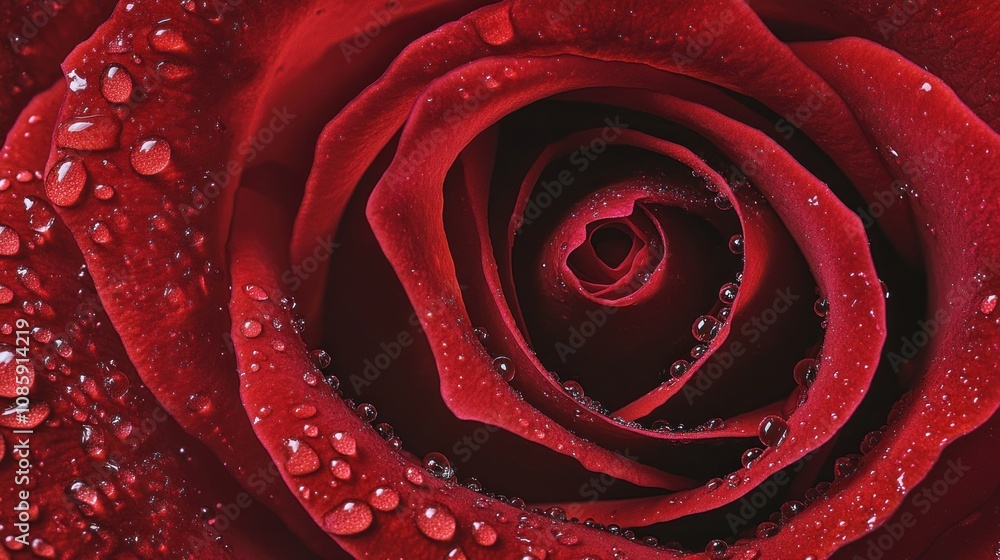 Close-up of a Red Rose with Dew Drops Close-up of a Red Rose with Dew Drops