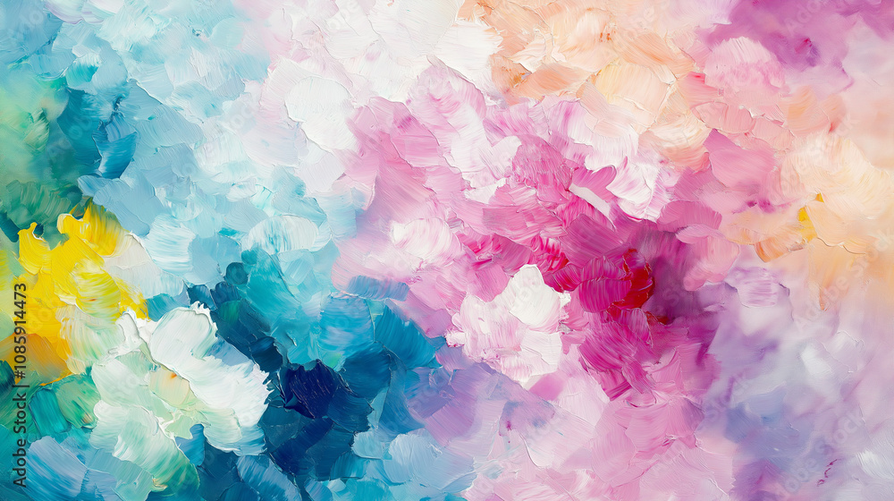Abstract colorful pastel painting with soft brush strokes, blending pink, blue, yellow, and white tones, representing creative expression, artistic inspiration, and a dreamy aesthetic Abstract colorful pastel painting with soft brush strokes, blending pink, blue, yellow, and white tones, representing creative expression, artistic inspiration, and a dreamy aesthetic