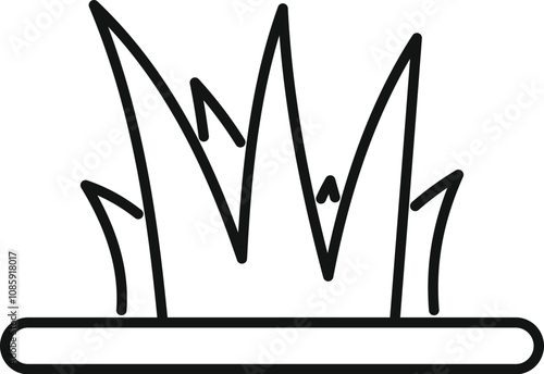 Simple line drawing of fresh green grass growing from ground