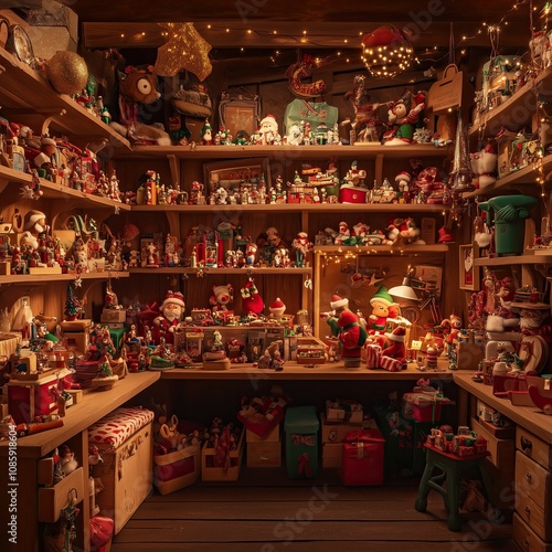 a vintage room full of Christmas themed toys