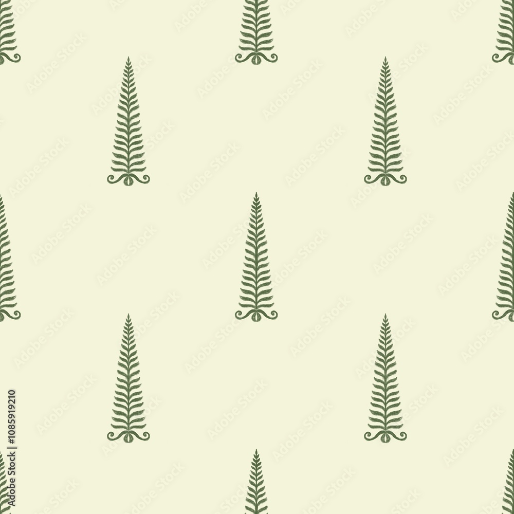 Obraz premium Pine tree illustration seamless pattern tropical, ethnic, mughal arch repeated illustrated colorful background.