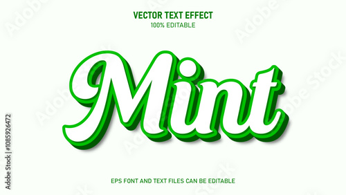 Mint 3d style editable text effect photo