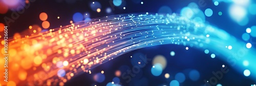 Abstract Glowing Lines and Light Streaks on Blue Background