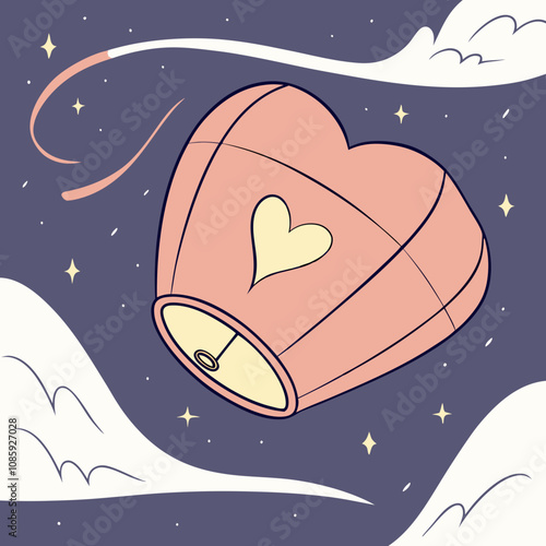 Glowing Heart in the Night Sky with Moonlight, Romantic Love Symbol, Dreamy Celestial Scene, Mysterious Nighttime Aesthetic, Fantasy Heart Shape in the Sky, Valentine’s Day Concept, Hope and Love