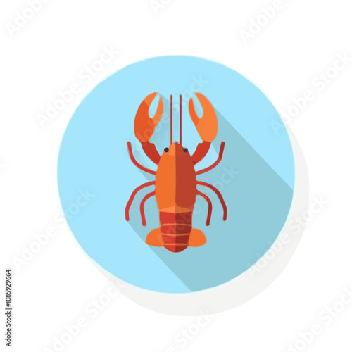 Simple flat 2D illustration of a lobster isolated on a white background, vector 2D lobster