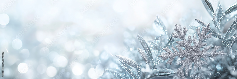 Holiday Background with Glittering Snowflakes Holiday Background with Glittering Snowflakes