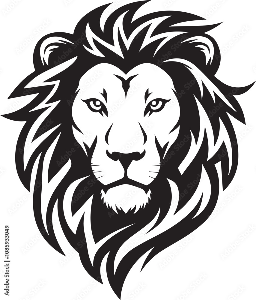 Fototapeta premium Powerful Lion Vector Silhouette: A bold, high-quality design perfect for logos, branding, and creative projects isolated on transparent background,&nbsp;Silhouette Vector&nbsp;file