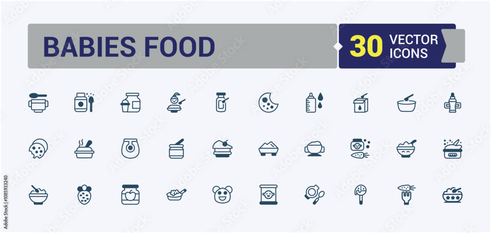 Babies Food line web icon set. Featuring healthy, isolated, food, pack, child, element, milk and more. Thin linear style icons. Editable vector outline and solid icons. Babies Food line web icon set. Featuring healthy, isolated, food, pack, child, element, milk and more. Thin linear style icons. Editable vector outline and solid icons.