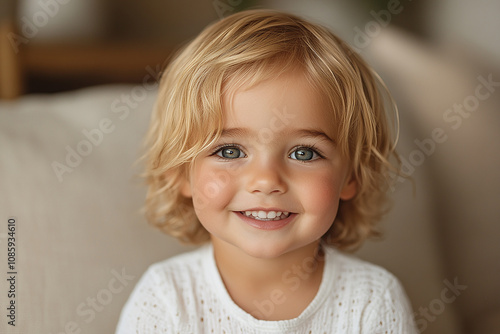 portrait of an white little boy with a smile