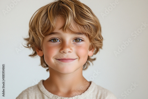 portrait of an white little boy with a smile