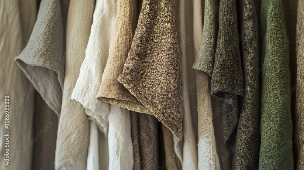 A display of eco-friendly t-shirts made from bamboo fibers hanging in a minimalist boutique. A display of eco-friendly t-shirts made from bamboo fibers hanging in a minimalist boutique.