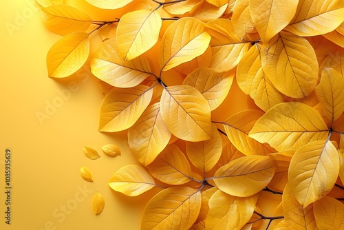 Wallpaper Mural Vibrant Yellow Autumn Leaves on a Warm Yellow Background for Seasonal Design Torontodigital.ca