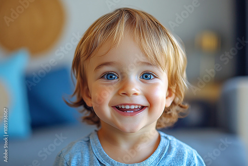 portrait of an white little boy with a smile